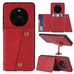 For Huawei Mate 40 Double Buckle PU + TPU Shockproof Magnetic Protective Case with Card Slot & Holder(Red)