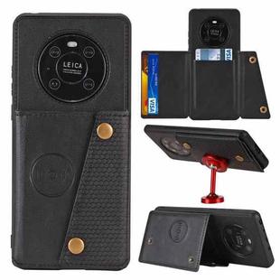 For Huawei Mate 40 Double Buckle PU + TPU Shockproof Magnetic Protective Case with Card Slot & Holder(Black)