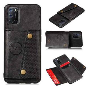For Huawei Y7a Double Buckle PU + TPU Shockproof Magnetic Protective Case with Card Slot & Holder(Black)