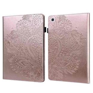For Samsung Galaxy Tab A7 T500 Peacock Embossed Pattern TPU + PU Horizontal Flip Leather Case with Holder & Card Slots & Wallet(Rose Gold)