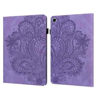 For Samsung Galaxy Tab S6 Lite P610 Peacock Embossed Pattern TPU + PU Horizontal Flip Leather Case with Holder & Card Slots & Wallet & Sleep / Wake-up Function(Purple)