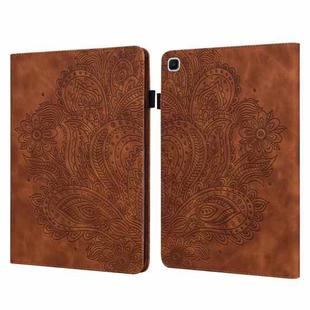 For Samsung Galaxy Tab S6 Lite P610 Peacock Embossed Pattern TPU + PU Horizontal Flip Leather Case with Holder & Card Slots & Wallet & Sleep / Wake-up Function(Brown)