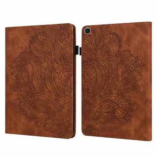For Samsung Galaxy Tab A 8.0 (2019) T290 Peacock Embossed Pattern TPU + PU Horizontal Flip Leather Case with Holder & Card Slots & Wallet(Brown)