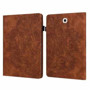 For Samsung Galaxy Tab S2 9.7 T815 Peacock Embossed Pattern TPU + PU Horizontal Flip Leather Case with Holder & Card Slots & Wallet(Brown)