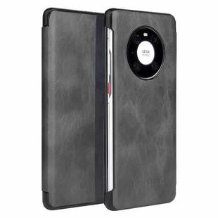 For Huawei Mate 40 Fierre Shann Crazy Horse Texture Horizontal Flip PU Leather Case with Smart View Window & Sleep Wake-up Function(Grey)
