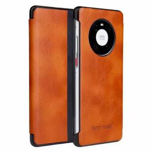 For Huawei Mate 40 Fierre Shann Crazy Horse Texture Horizontal Flip PU Leather Case with Smart View Window & Sleep Wake-up Function(Brown)