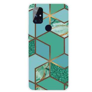 For OnePlus Nord N10 5G Marble Pattern Shockproof  TPU Protective Case(Rhombus Green)