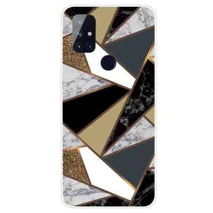 For OnePlus Nord N10 5G Marble Pattern Shockproof  TPU Protective Case(Rhombus Golden Yellow)