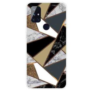For OnePlus Nord N100 Marble Pattern Shockproof  TPU Protective Case(Rhombus Golden Yellow)