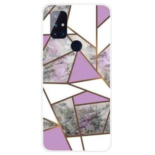 For OnePlus Nord N100 Marble Pattern Shockproof  TPU Protective Case(Rhombus Gray Purple)