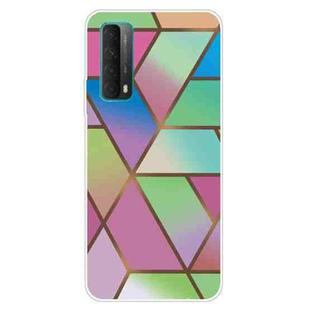 For Huawei P Smart 2021 Marble Pattern Shockproof  TPU Protective Case(Rhombus Gradient)