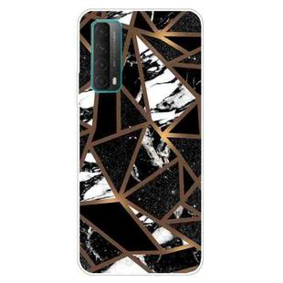 For Huawei P Smart 2021 Marble Pattern Shockproof  TPU Protective Case(Rhombus Black)