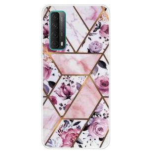 For Huawei P Smart 2021 Marble Pattern Shockproof  TPU Protective Case(Rhombus Rose)