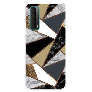 For Huawei P Smart 2021 Marble Pattern Shockproof  TPU Protective Case(Rhombus Golden Yellow)