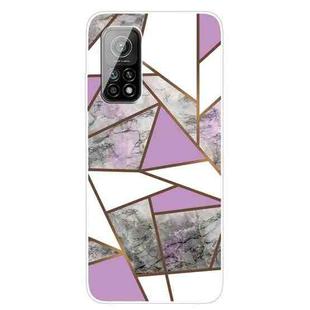 For Xiaomi Mi 10T 5G / 10T Pro 5G Marble Pattern Shockproof  TPU Protective Case(Rhombus Gray Purple)