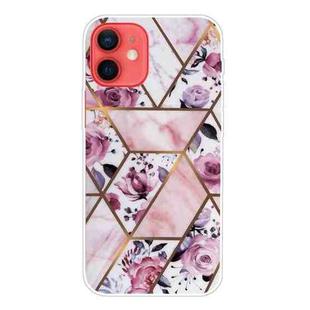 For iPhone 12 mini Marble Pattern Shockproof  TPU Protective Case (Rhombus Rose)