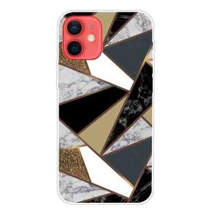 For iPhone 12 mini Marble Pattern Shockproof  TPU Protective Case (Rhombus Golden Yellow)
