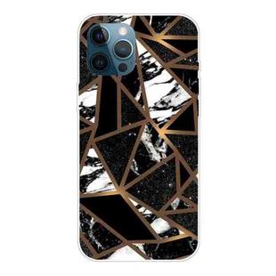 For iPhone 12 / 12 Pro Marble Pattern Shockproof  TPU Protective Case(Rhombus Black)
