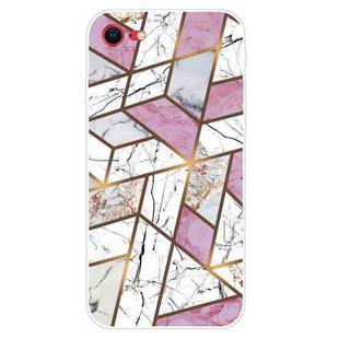 For iPhone SE 2022 / SE 2020 / 8 / 7 Marble Pattern Shockproof  TPU Protective Case(Rhombus White Purple)