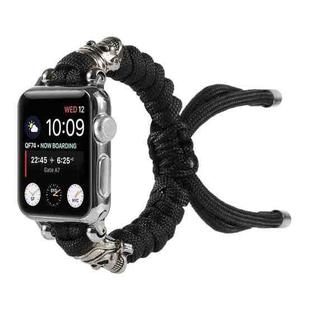 Skull Umbrella Cord Braided Watch Band For Apple Watch Series 7 45mm / 6 & SE & 5 & 4 44mm / 3 & 2 & 1 42mm(Black)