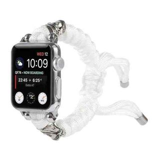 Skull Umbrella Cord Braided Watch Band For Apple Watch Ultra 49mm / Series 8&7 45mm / SE 2&6&SE&5&4 44mm / 3&2&1 42mm(White)
