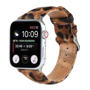 Horsehair Fluffy Leopard Print Leather Watch Band For Apple Watch Series 7 41mm / 6 & SE & 5 & 4 40mm / 3 & 2 & 1 38mm(3)