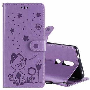 For Nokia 2.4 Cat Bee Embossing Pattern Shockproof Horizontal Flip Leather Case with Holder & Card Slots & Wallet(Purple)