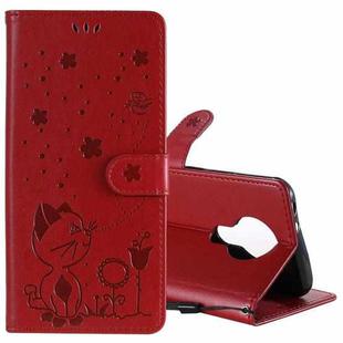 For Nokia 3.4 Cat Bee Embossing Pattern Shockproof Horizontal Flip Leather Case with Holder & Card Slots & Wallet(Red)