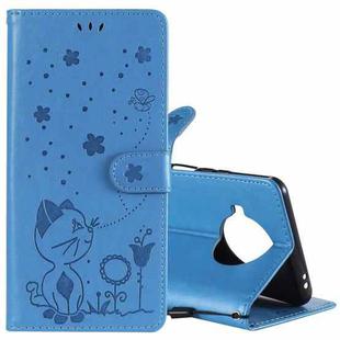 For Xiaomi 10T Lite 5G / Redmi Note 9 Pro 5G Cat Bee Embossing Pattern Shockproof Horizontal Flip Leather Case with Holder & Card Slots & Wallet(Blue)