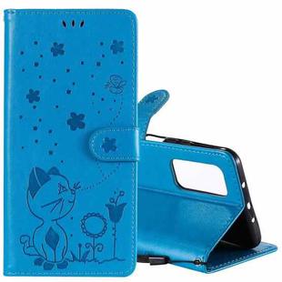 For Xiaomi 10T Pro 5G / 10T 5G Cat Bee Embossing Pattern Shockproof Horizontal Flip Leather Case with Holder & Card Slots & Wallet(Blue)
