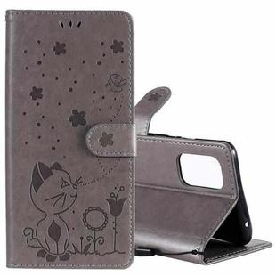 For OnePlus 8T Cat Bee Embossing Pattern Shockproof Horizontal Flip Leather Case with Holder & Card Slots & Wallet(Grey)