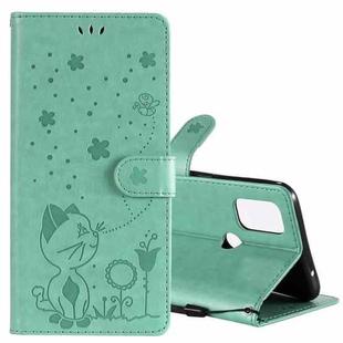 For OnePlus Nord N10 5G Cat Bee Embossing Pattern Shockproof Horizontal Flip Leather Case with Holder & Card Slots & Wallet(Green)