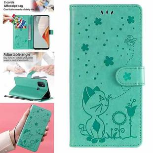 For OnePlus Nord N100 5G Cat Bee Embossing Pattern Shockproof Horizontal Flip Leather Case with Holder & Card Slots & Wallet(Green)