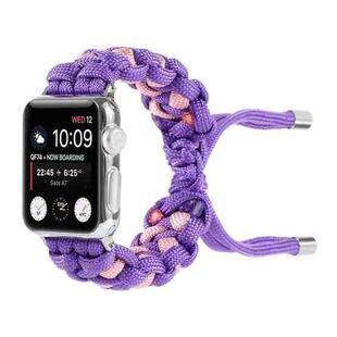 Braided Umbrella Cord Watch Band For Apple Watch Ultra 49mm / Series 8&7 45mm / SE 2&6&SE&5&4 44mm / 3&2&1 42mm(Purple)