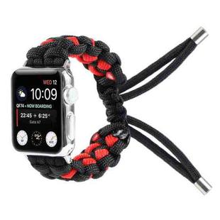 Braided Umbrella Cord Watch Band For Apple Watch Series 7 45mm / 6 & SE & 5 & 4 44mm / 3 & 2 & 1 42mm(Black Red)