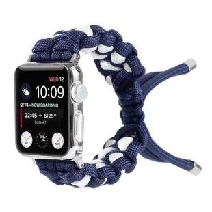 Braided Umbrella Cord Watch Band For Apple Watch Ultra 49mm / Series 8&7 45mm / SE 2&6&SE&5&4 44mm / 3&2&1 42mm(Dark Blue)