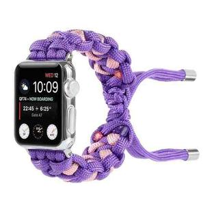Braided Umbrella Cord Watch Band For Apple Watch Series 8&7 41mm / SE 2&6&SE&5&4 40mm / 3&2&1 38mm(Purple)