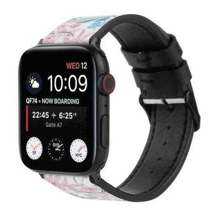 Printed Leather Watch Band For Apple Watch Series 7 45mm / 6 & SE & 5 & 4 44mm / 3 & 2 & 1 42mm(A)