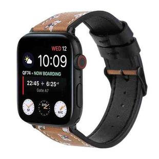 Printed Leather Watch Band For Apple Watch Series 7 45mm / 6 & SE & 5 & 4 44mm / 3 & 2 & 1 42mm(B)