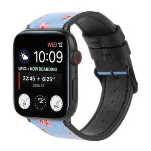 Printed Leather Watch Band For Apple Watch Series 7 45mm / 6 & SE & 5 & 4 44mm / 3 & 2 & 1 42mm(D)