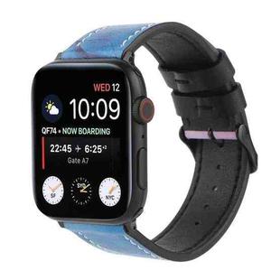 Printed Leather Watch Band For Apple Watch Series 7 45mm / 6 & SE & 5 & 4 44mm / 3 & 2 & 1 42mm(I)