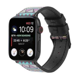 Printed Leather Watch Band For Apple Watch Series 7 41mm / 6 & SE & 5 & 4 40mm / 3 & 2 & 1 38mm(E)