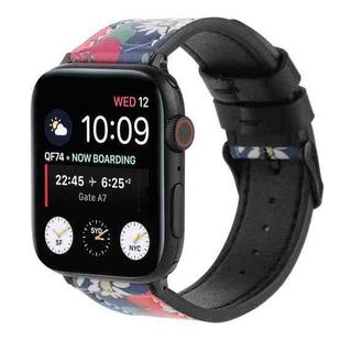 Printed Leather Watch Band For Apple Watch Series 8&7 41mm / SE 2&6&SE&5&4 40mm / 3&2&1 38mm(F)