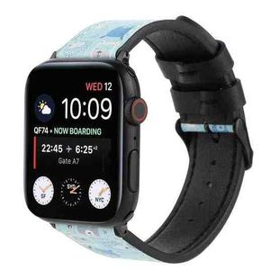 Printed Leather Watch Band For Apple Watch Series 8&7 41mm / SE 2&6&SE&5&4 40mm / 3&2&1 38mm(K)