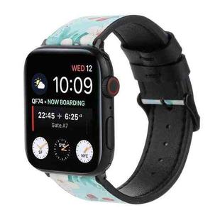 Printed Leather Watch Band For Apple Watch Series 8&7 41mm / SE 2&6&SE&5&4 40mm / 3&2&1 38mm(N)