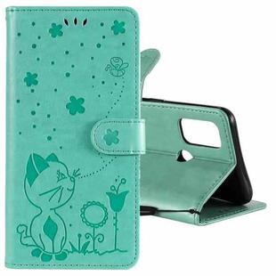 For OPPO A53 (2020) / A53s Cat Bee Embossing Pattern Shockproof Horizontal Flip Leather Case with Holder & Card Slots & Wallet(Green)