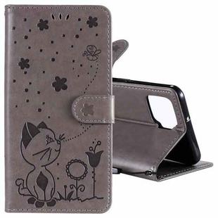 For OPPO F17 / A73 (2020) 4G Cat Bee Embossing Pattern Shockproof Horizontal Flip Leather Case with Holder & Card Slots & Wallet(Grey)