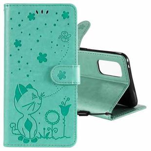 For OPPO Realme 7 Pro Cat Bee Embossing Pattern Shockproof Horizontal Flip Leather Case with Holder & Card Slots & Wallet(Green)