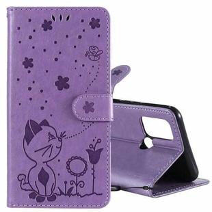 For OPPO Realme 7i / C17 Cat Bee Embossing Pattern Shockproof Horizontal Flip Leather Case with Holder & Card Slots & Wallet(Purple)