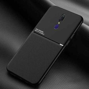 For OPPO A9 & A9x Classic Tilt Strip Grain Magnetic Shockproof PC + TPU Case(Black)